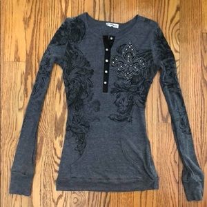 Miss Me Charcoal Long Sleeve